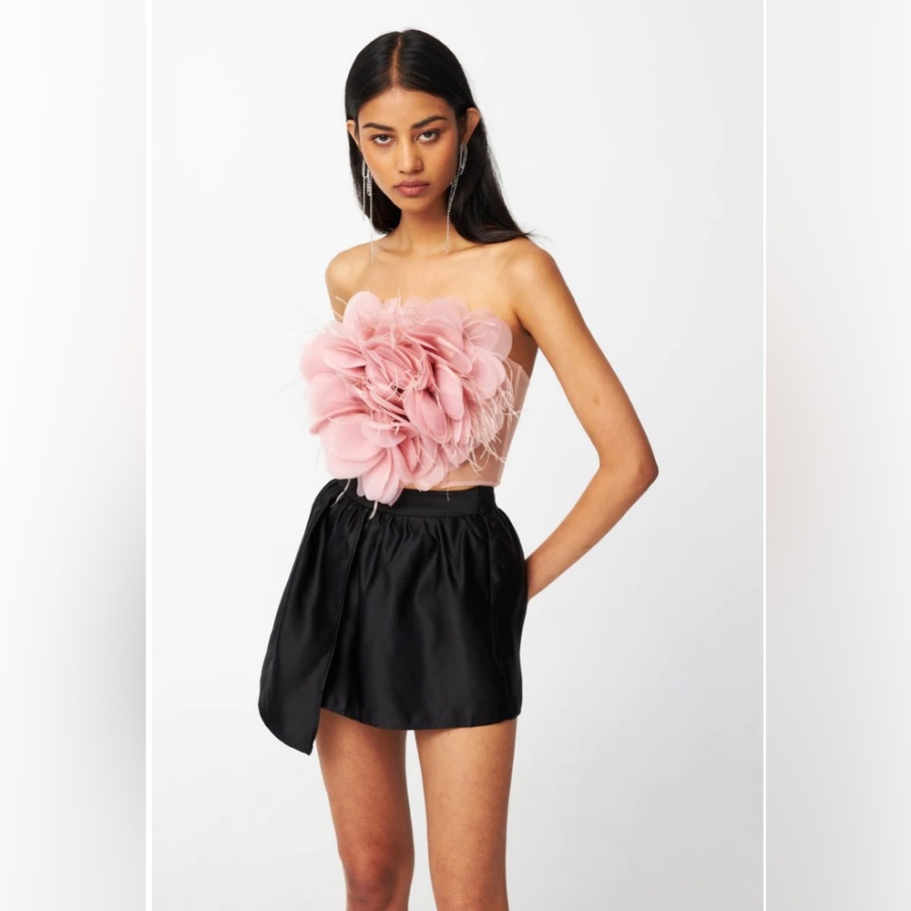 Par Violet Floral Tribute Bustier Top in Dusty Rose